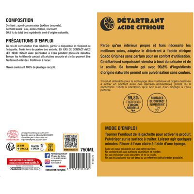 Acide citrique en gel pulvérisateur 750 ml GLOSS