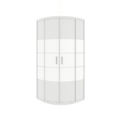 Accès d'angle coulissant 1/4 de cercle 80x80x185 cm profilé blanc verre sérigraphié 4 mm Primera - OCEA