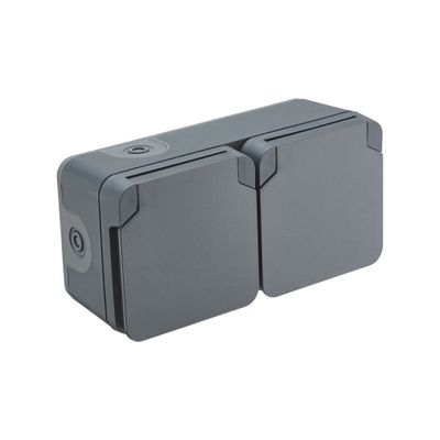 Double Prise 2 pôles+terre étanche IP55 horizontale anthracite Cyklone DEBFLEX