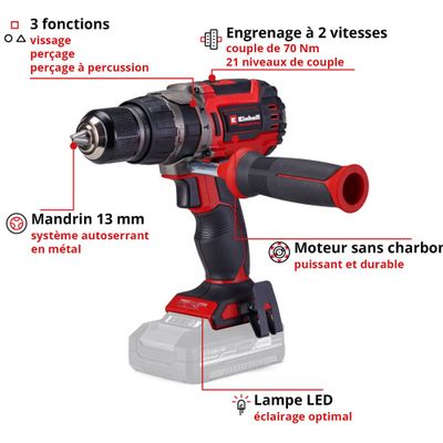 Perceuse à percussion sans fil 18 V POWER X CHANGE TP-CD 18/70 Li-i (Brushless, Solo) - EINHELL