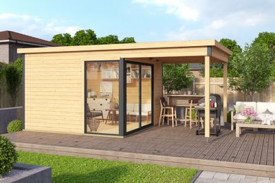 Abri de jardin en bois Domeo 2 8,48 m² + 5,80 m² LASITA MAJA Livraison à domicile incluse