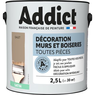 Peinture décoration Murs et Boiseries SATIN 2,5 L galet - ADDICT