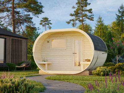 Sauna extérieur rond en bois Palmako Anette 6 places avec poêle - 12,1m² - PALMAKO