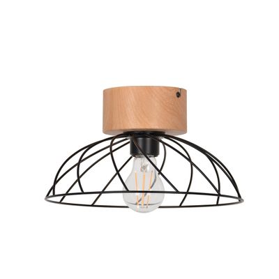 Plafonnier E27 15W filaire Noir et bois - Kento COREP
