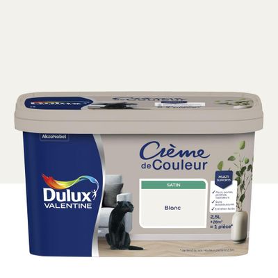 Peinture Crème de couleur Blanc satin 2,5 L - DULUX