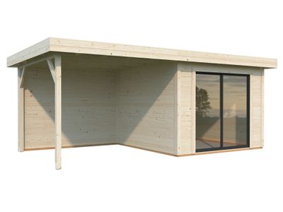 Studio de jardin en bois naturel avec Pergola Lydia - 21,3 m² hors-tout - Livraison à domicile incluse - WHITE WOOD