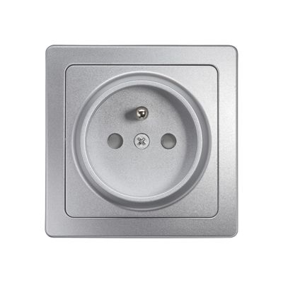 Prise 2 pôles + terre en saillie Blok argent - DEBFLEX