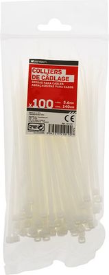 Colliers de serrage 3,6 x 140 mm transparent par 100