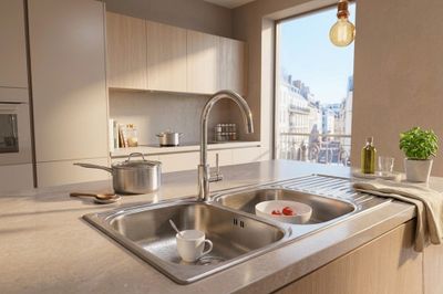 Evier de cuisine inox gris 116x50 cm 2 bacs 1 egouttoir Sparta - NORD INOX