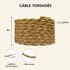 Câble électrique tissu torsadé doré 3m - TIBELEC