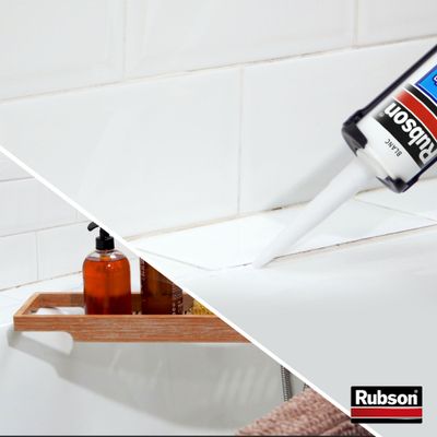 Mastic Silicone Salle de Bain Saine Stop Moisissures Blanc 280 ml RUBSON
