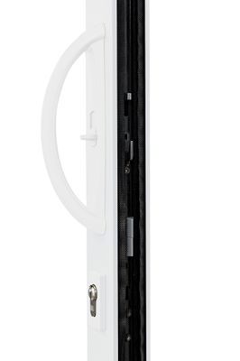 Baie vitrée coulissante pré-montée grise et blanche 2 vantaux 2 rails l.2150 x H.2400 mm CLOSY