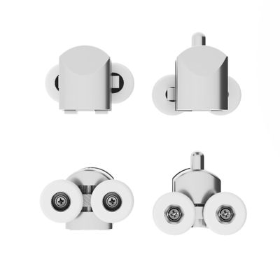 Roulettes doubles chromées haut et bas porte de douche 6 mm - OCEA