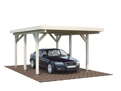 Carport toit plat en bois Karl - 1 voiture - 18,4 m² hors-tout - Livraison à domicile incluse - PALMAKO