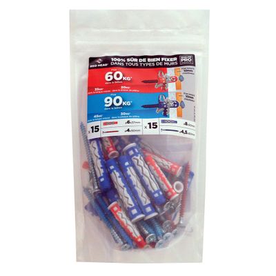 Chevilles MX 6 X 37 mm 8 x 50 mm par 30 RED HEAD
