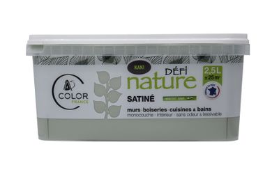 Peinture naturelle murale Kaki satin 2,5 L - DEFI NATURE