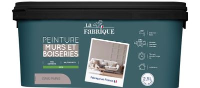 Peinture mur et boiserie Gris Paris satin 2,5 L - LA FABRIQUE