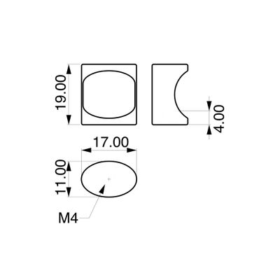 Bouton de meuble incurvé nickel 17 x 11 mm REI