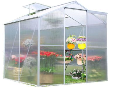Serre jardin en aluminium et en polycarbonate 1 fenêtre de toit 2,39 m², Livraison à domicile incluse - HABRITA