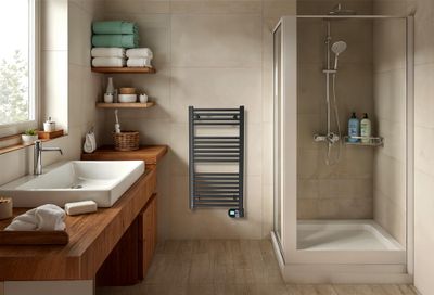 Sèche-serviettes à inertie fluide FLOBAIN 2 500W avec 2 patères noir - NOIROT