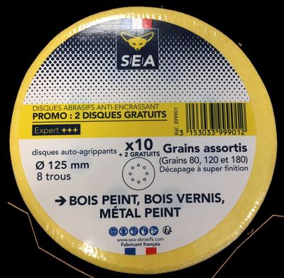 Disques abrasifs anti-encrassants auto-agrippants diamètre 125mm + 2 gratuits SEA
