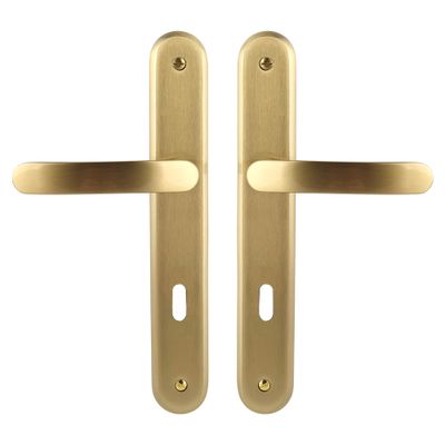 Poignées de porte sur plaques à clé Xeus laiton satiné ALPERTEC
