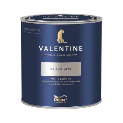 Peinture Valentine Mat Velouté Gris Chimère 0,5 L - DULUX VALENTINE