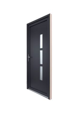 Porte d'entrée Manhattan pvc gris poussant droit 215 X 90 cm CLOSY