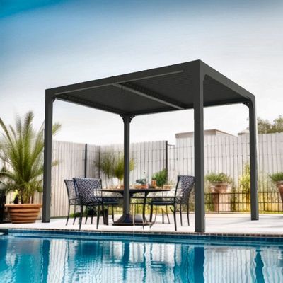 Pergola bioclimatique autoportante manuelle aluminium balcon et terrasse PER2430BI gris 7,2 m², Livraison à domicile incluse - HABRITA