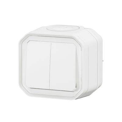Double interrupteur va-et-vient ou poussoir étanche IP55 en saillie Blanc - Plexo LEGRAND