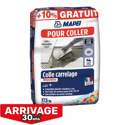 Colle rénovation sans poussière gris 25 kg + 10 % MAPEI