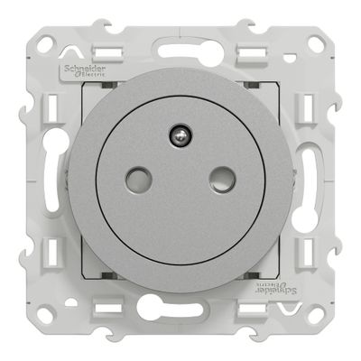 Prise affleurante 2 pôles + terre aluminium - Odace 2011 SCHNEIDER ELECTRIC