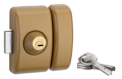 Verrou de porte d'entrée vitrée universel à cylindre entrée 45 mm doré 4 clés THIRARD