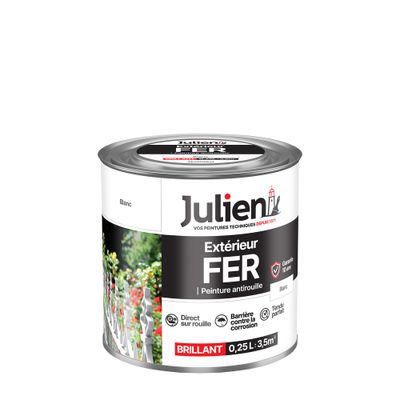 Peinture fer antirouille blanc brillant 250 mL - JULIEN