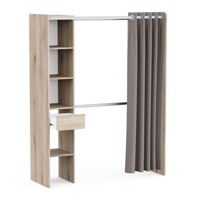 Kit de dressing effet chêne 183 X 144,2 x 50 cm + 1 tiroir CBA MEUBLES