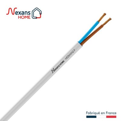 Câble électrique H03VVH2-F 2 x 0,75 mm² souple plat intérieur 10 m blanc - NEXANS