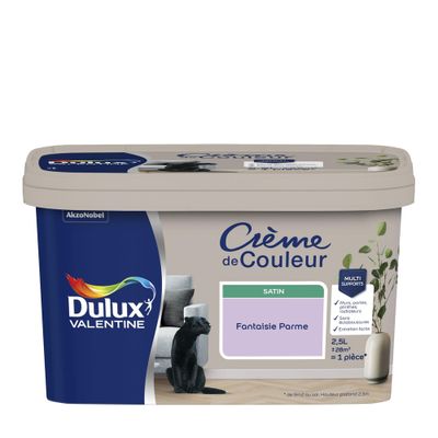 Peinture crème de couleur Fantaisie Parme Satin 2,5 L - DULUX VALENTINE