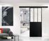Porte coulissante noire style Atelier vitrage clair largeur 73 cm OPTIMUM