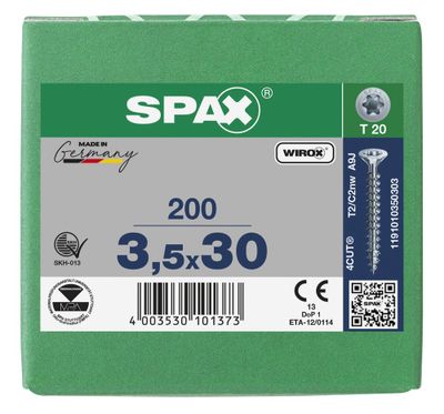 Vis tête fraisée T-star 3,5 x 30 mm par 200 SPAX