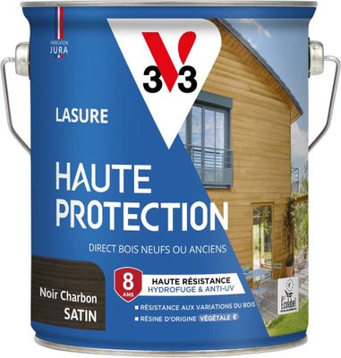 Lasure Haute Protection 8 ans satin noir charbon 2,5 L - V33