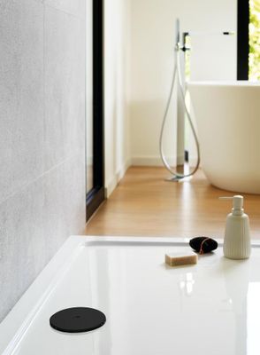 Bonde de douche dome ABS Noire diamètre 90 mm Slim+ WIRQUIN