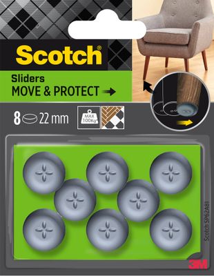 Glisseurs alvéolés adhésifs 22 mm gris par 8 SCOTCH