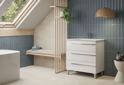 Meuble de salle de bains Cies 3 tiroirs L80 x H80 x P46 cm panneau de particules blanc