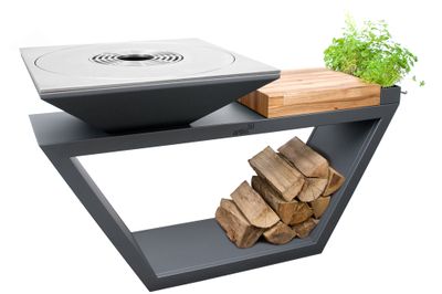 Brasero de cuisson G4 graphite avec plaque plancha, grille et couvercle de protection ARTISS