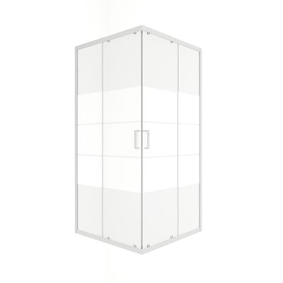 Accès d'angle coulissant 90x90x185 cm profilé blanc verre sérigraphié 4 mm Primera - OCEA