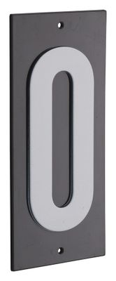 Plaque chiffre 0  à visser 56 x 130 mm fond noir THIRARD
