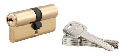 Cylindre de serrure double entrée 35 x 35 mm Trafic 6 haute sécurité laiton 5 clés THIRARD