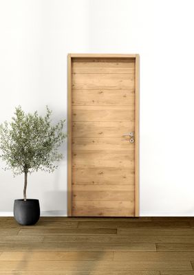 Bloc-porte H.204 X l.83 cm décor plaqué chêne ALTAÏ âme pleine poussant gauche - SMIS