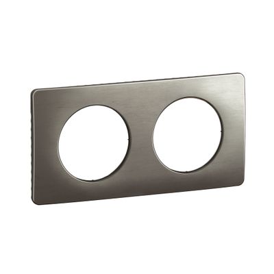 Plaque de finition 2 postes Acier satiné - Céliane LEGRAND