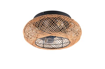Ventilateur de plafond Design naturel 4xE27 + télécommande Ø50cm - Lillesand REALITY